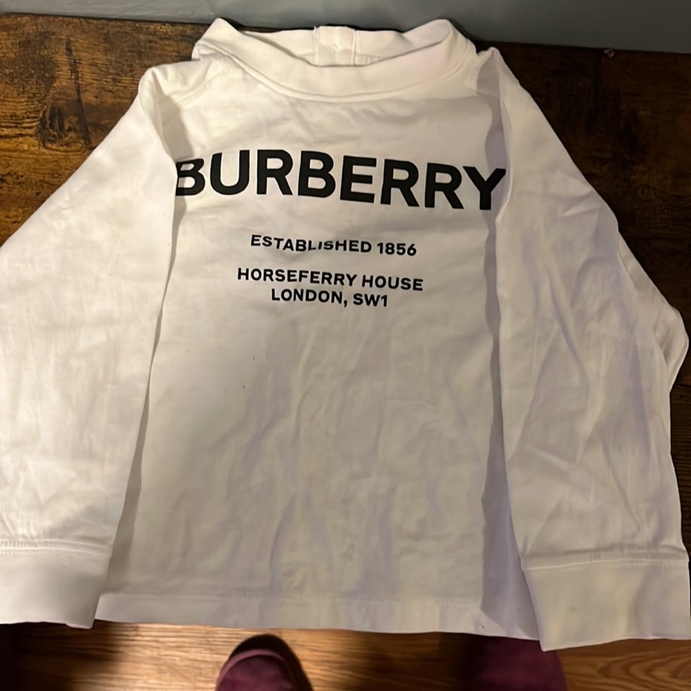 White long sleeve Burberry toddler shirt